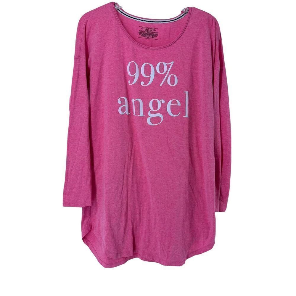 Victorias Secret Sleep Shirt Pink Long Sleeve Size S 99% Angel Lounge PJs Cute